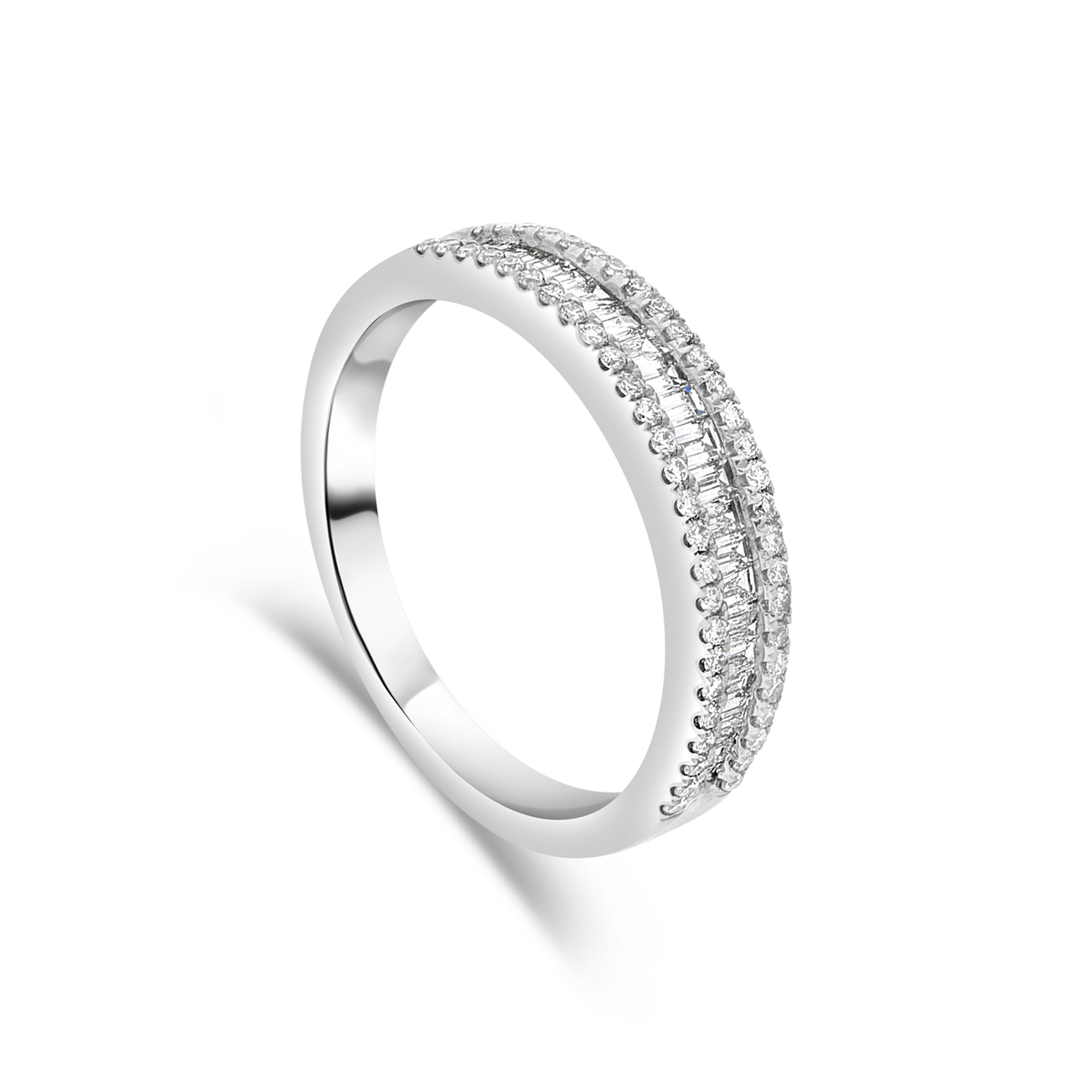 Platinum "Extravagance" Round and Baguette Diamond Pavé-set Ring