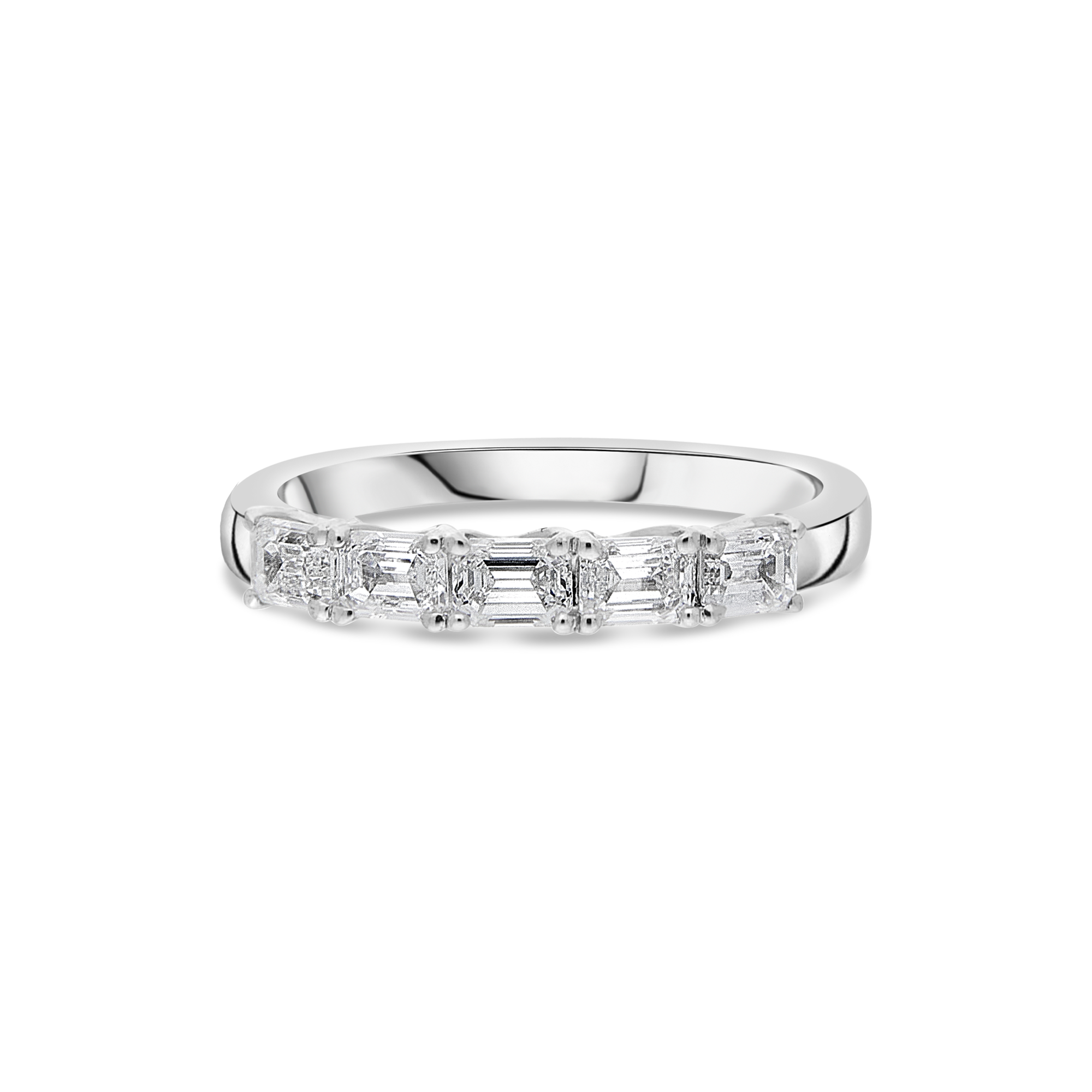 Platinum "Tulip" Five Stone Emerald-Cut Diamond Eternity Ring