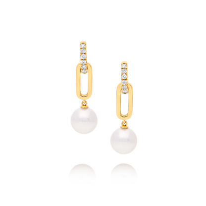 18 Carat Pearl & Diamond Earrings