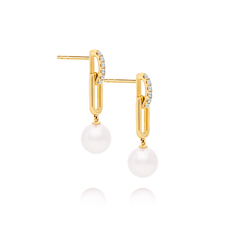 18 Carat Pearl & Diamond Earrings