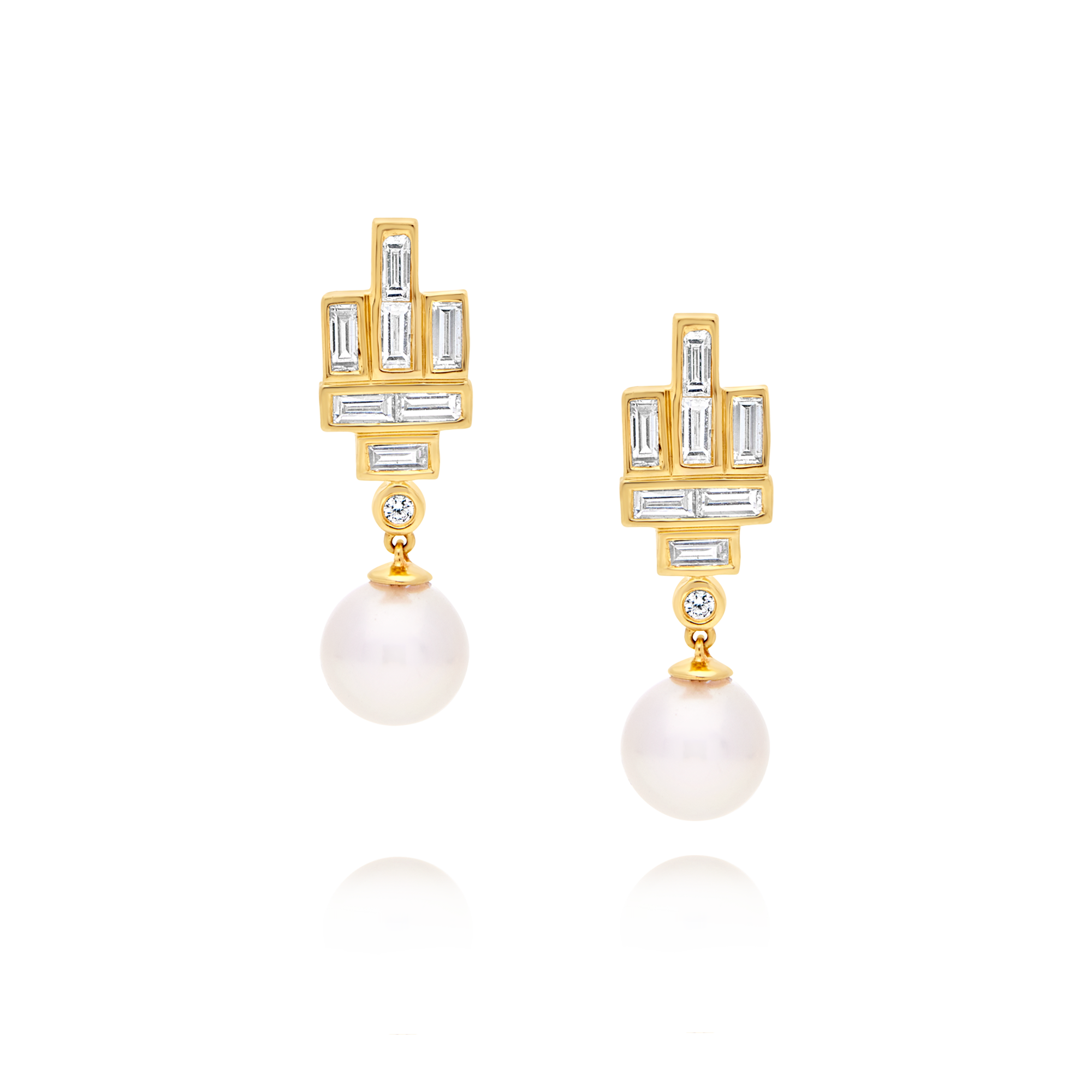 18 Carot Akoya Pearl & Diamond Earrings
