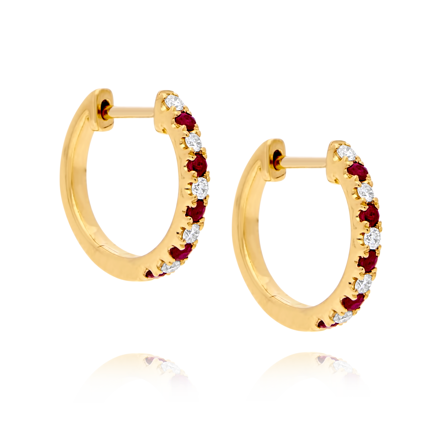 14 Carat Ruby & Diamond Hoops