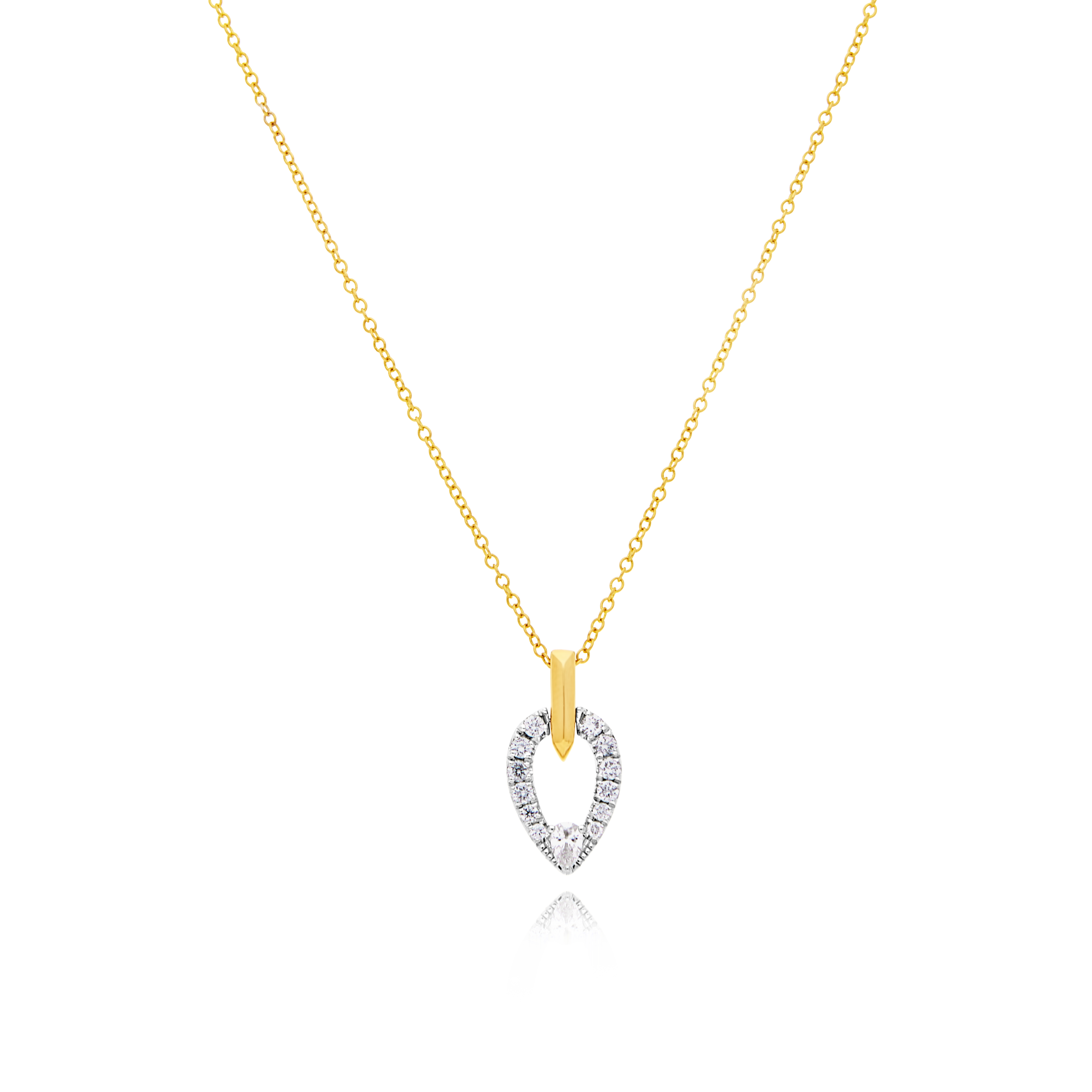 18 Carat Pear Shaped Pendant with Gold Chain