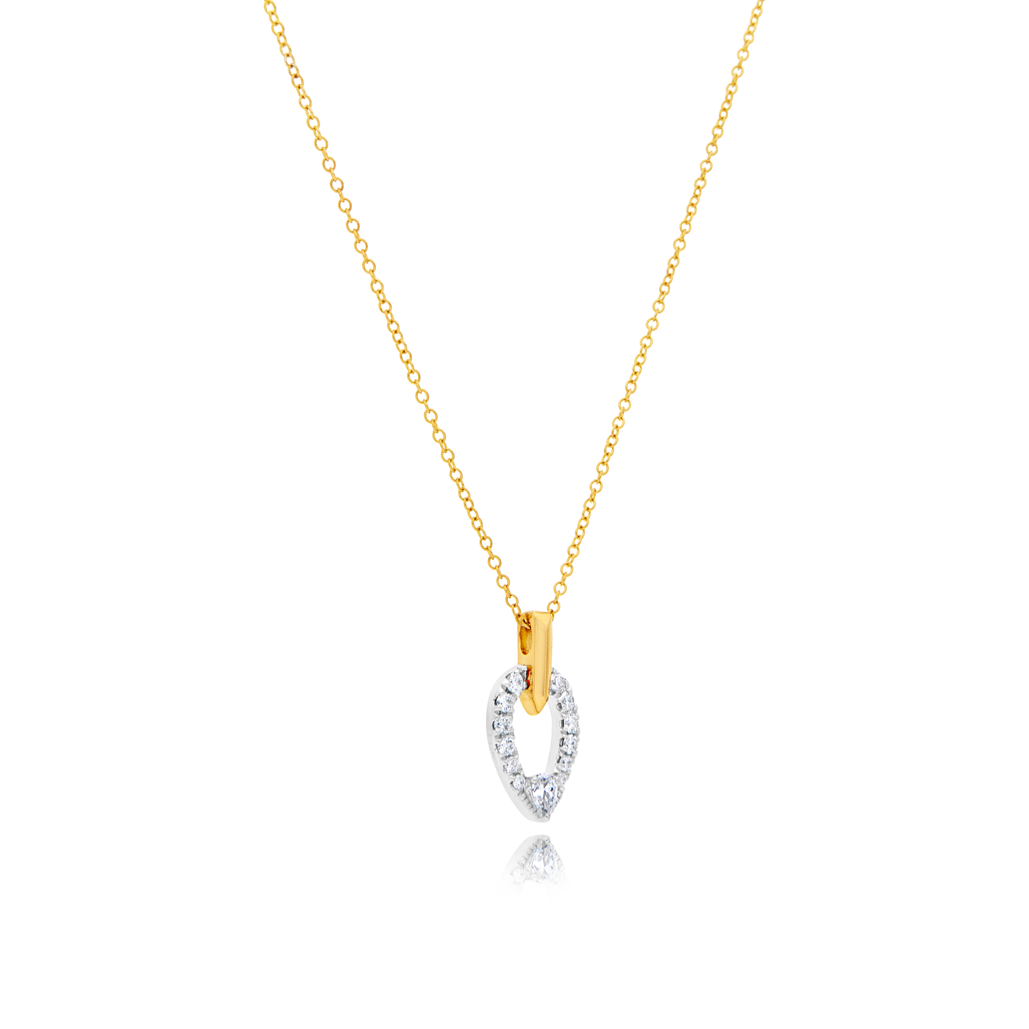 18 Carat Pear Shaped Pendant with Gold Chain