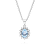 14ct White Gold Blue Topaz & Diamond Pendant