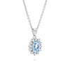 14ct White Gold Blue Topaz & Diamond Pendant