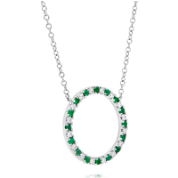 18ct Emerald & Diamond Circle Of Diamond Pendant