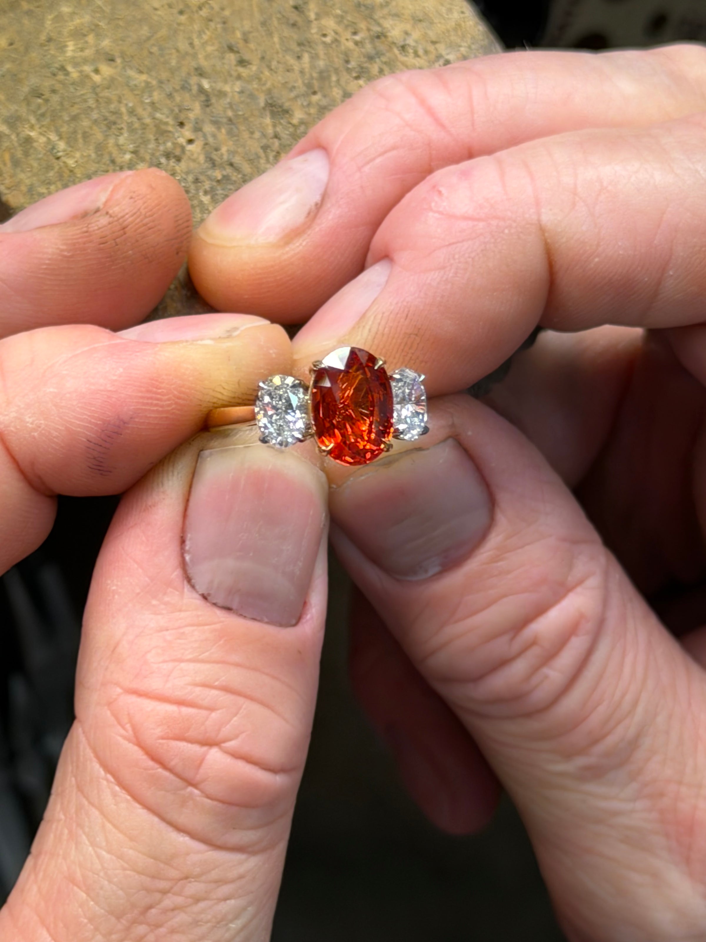 The Trinity Orange Sapphire Ring