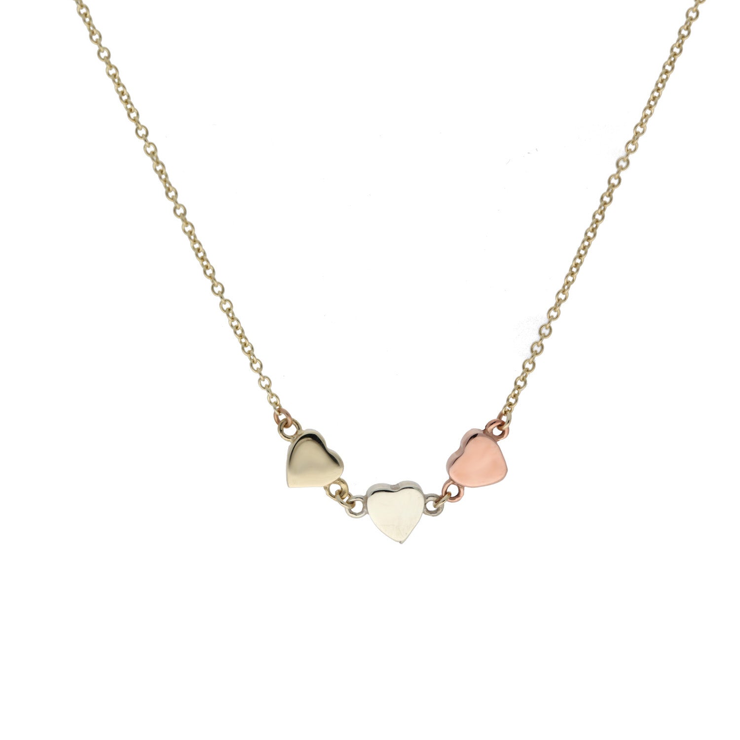 Three-Tone Love Heart Necklace