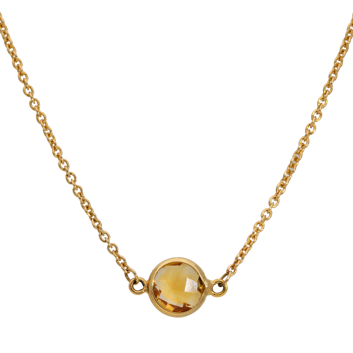 14ct yellow gold citrine necklace with a 16-inch chain, crafted by Appleby Jewellers Dublin, featuring a polished oval citrine pendant.