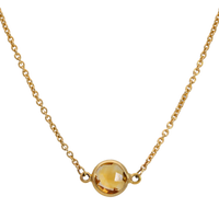 14ct yellow gold citrine necklace with a 16-inch chain, crafted by Appleby Jewellers Dublin, featuring a polished oval citrine pendant.