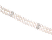 Double Row Diamond And Pearl Bracelet
