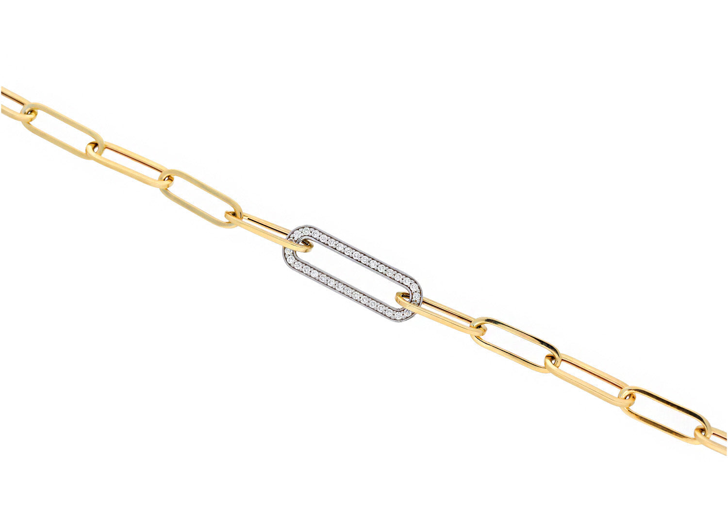 Two Tone Paperlink Diamond Necklace