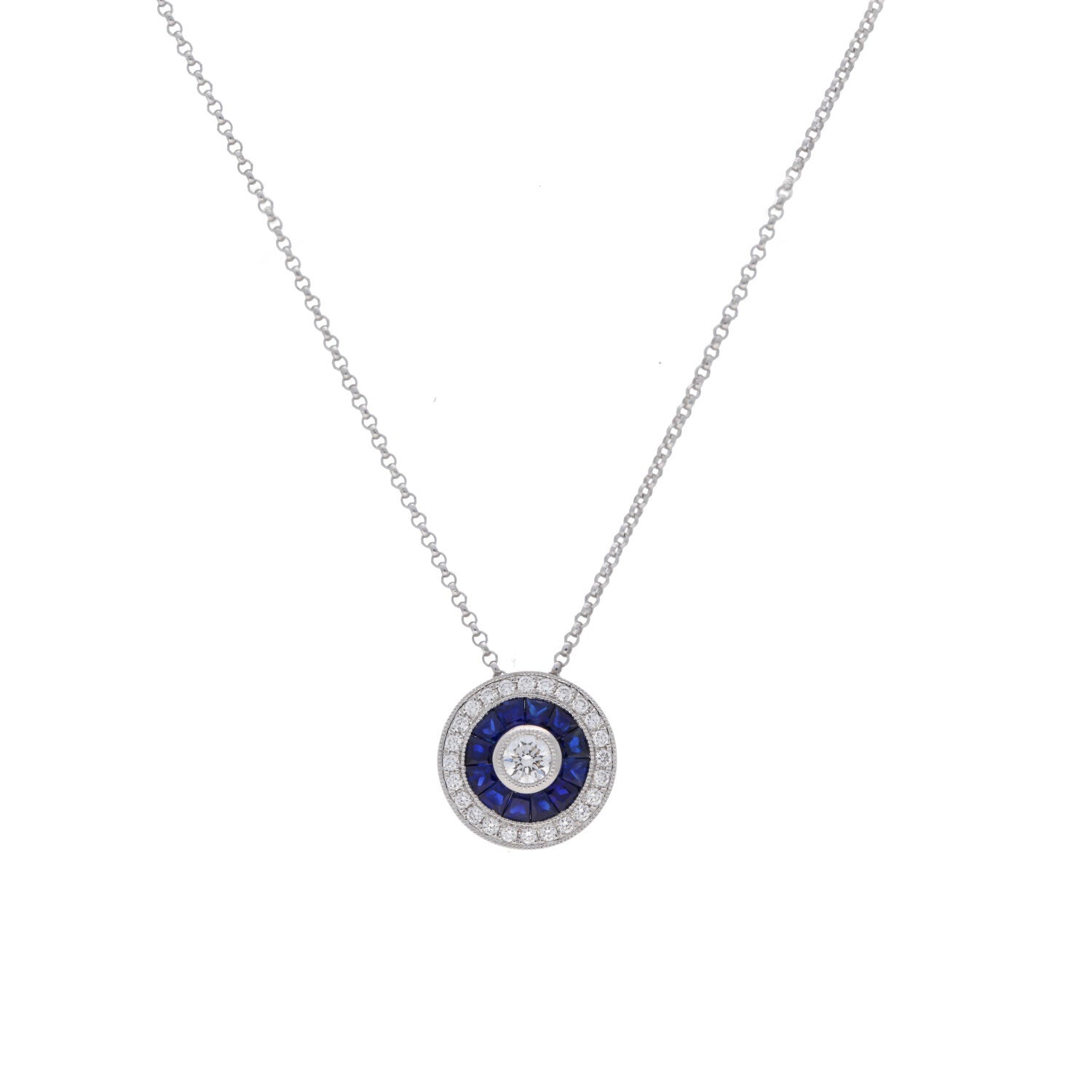 Sapphire & Diamond Halo Pendant