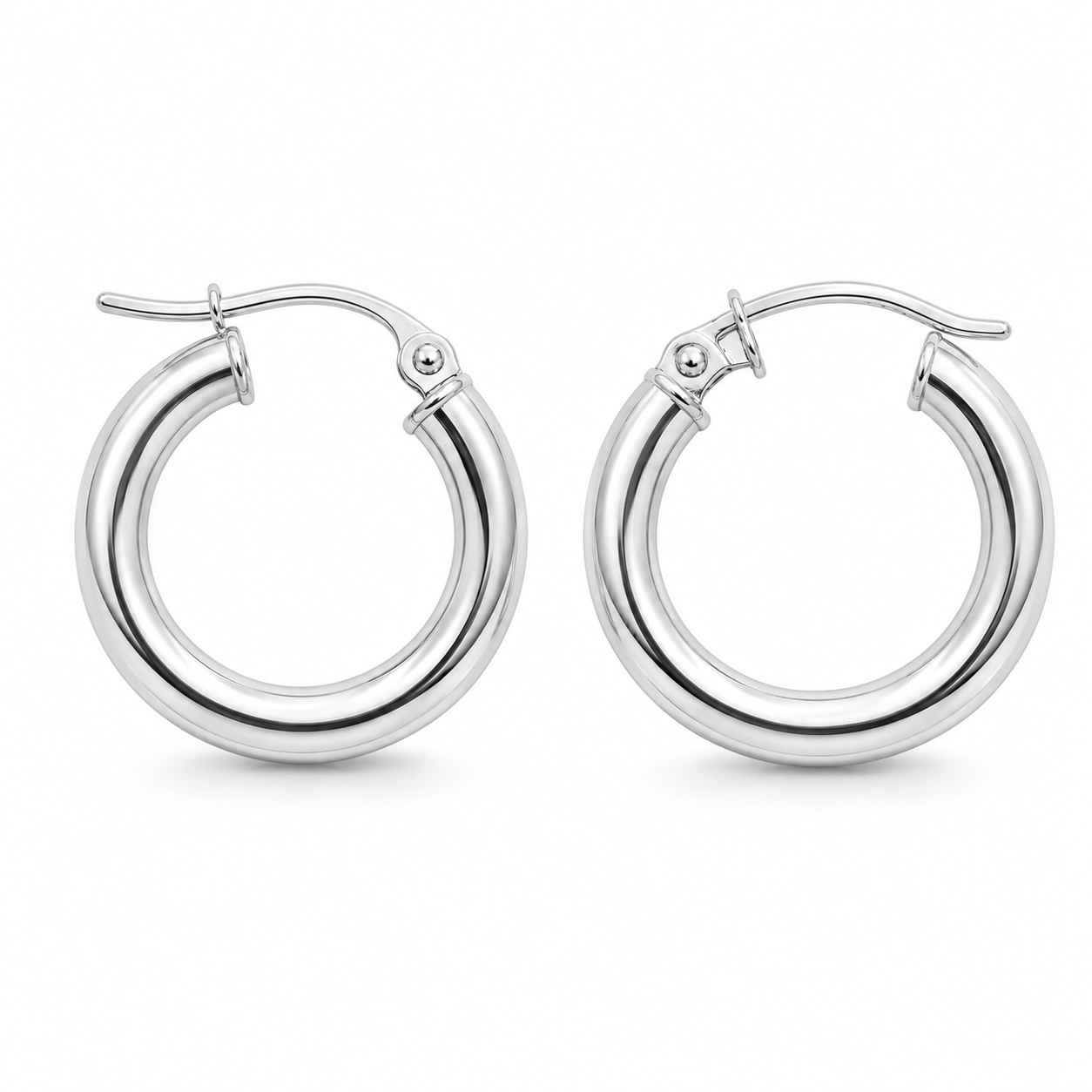 18ct White Gold 10mm Hoop Earrings