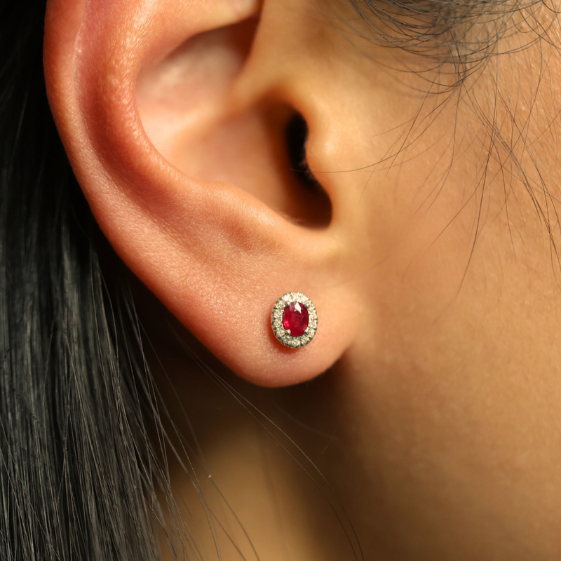 Ruby Halo Earrings