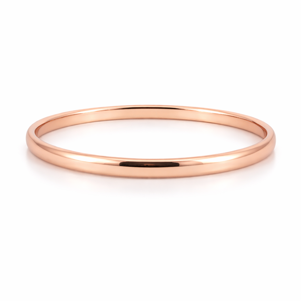 Elegant 14ct rose gold bangle bracelet from Appleby Jewellers Dublin, showcasing a smooth, polished finish and classic design.