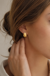 14ct Brushed Gold Pebble Earrings