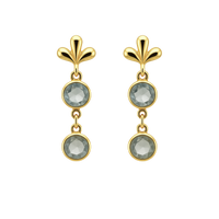 14ct gold blue topaz drop earrings featuring watercolor-inspired design, crafted by Appleby Jewellers Dublin.