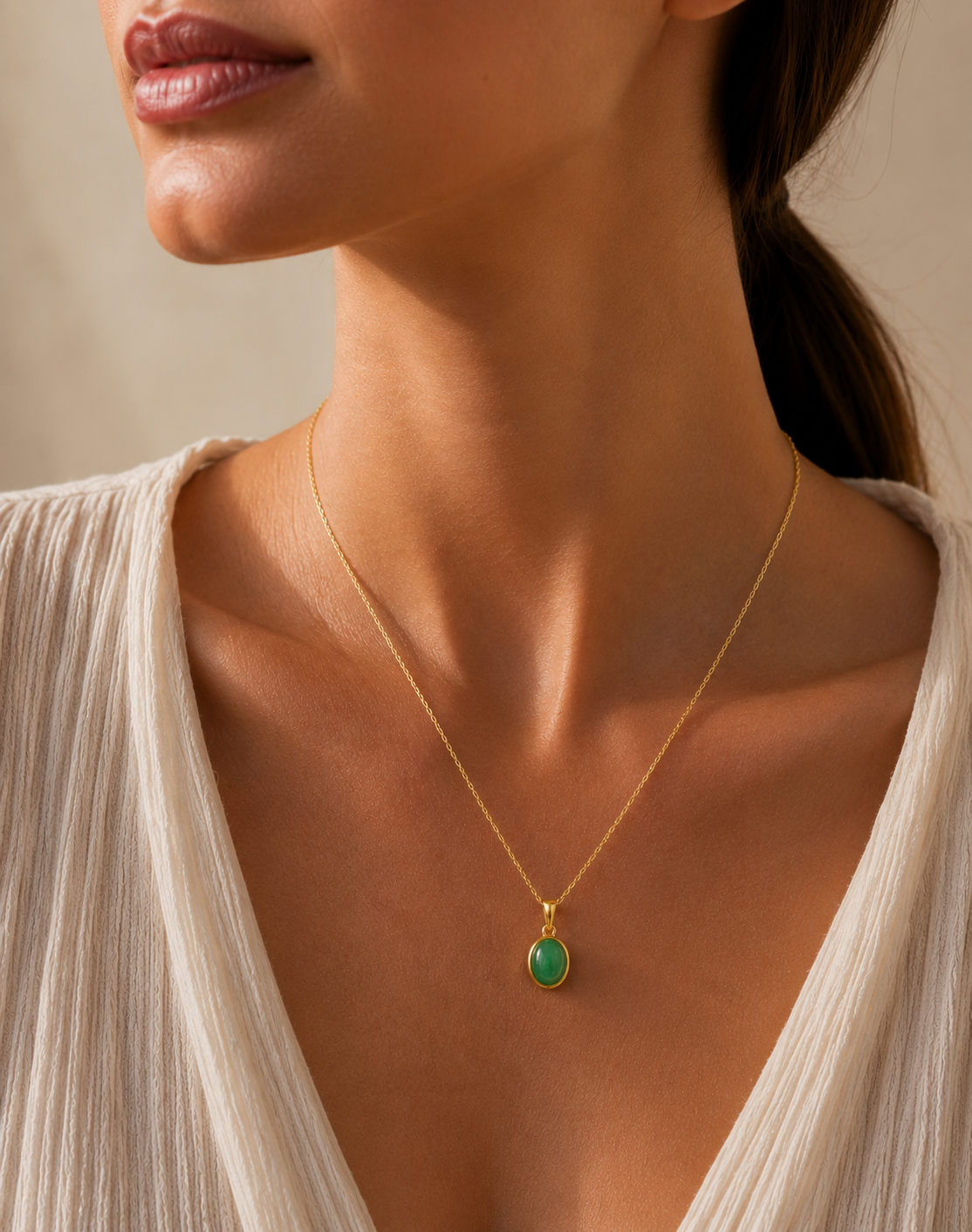 14ct Gold Jade Pendant