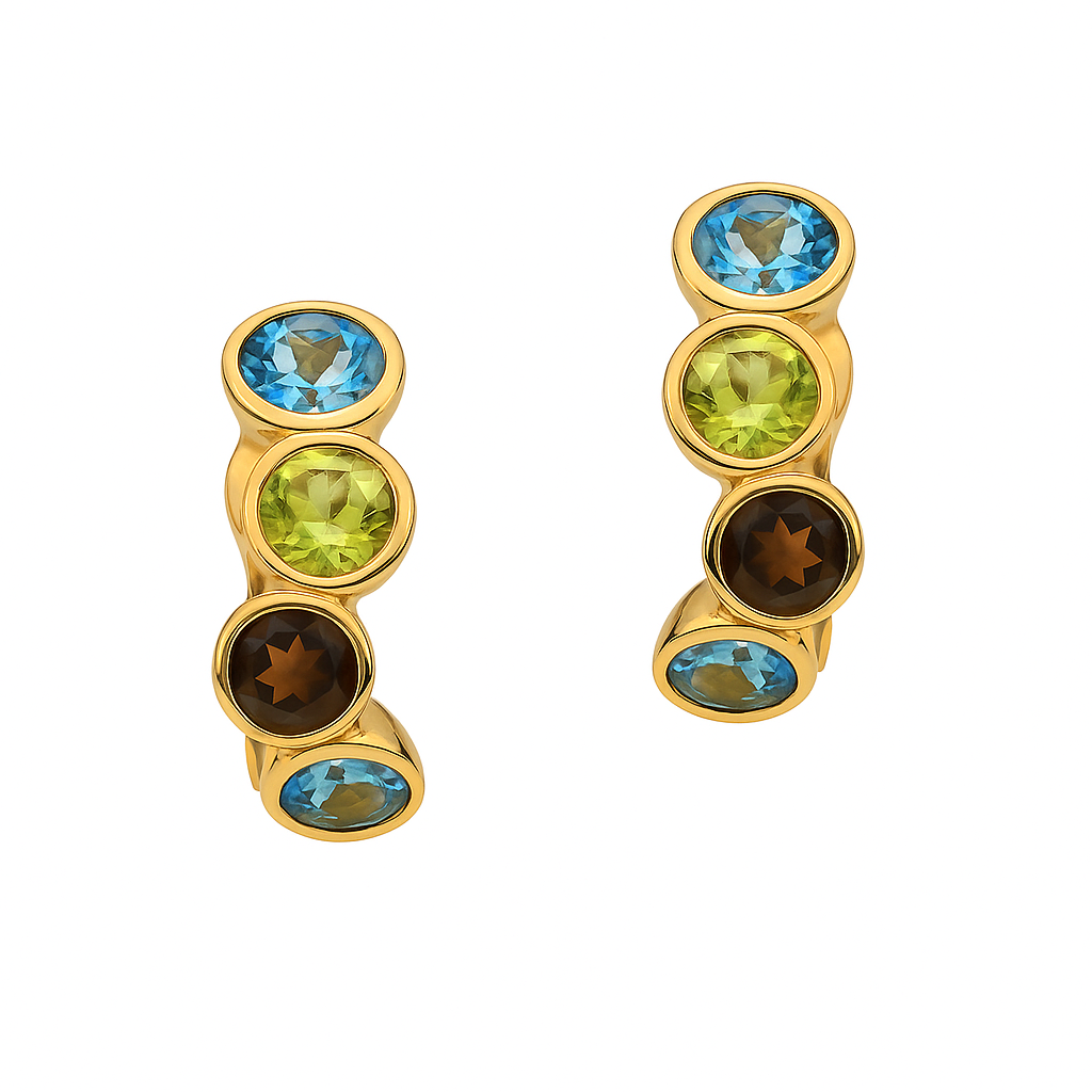 14ct Gold Peridot, Topaz & Quartz Earrings - Appleby Jewellers Dublin