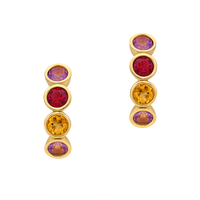 14ct Gold Rhodolite, Citrine & Amethyst Earrings - Appleby Jewellers Dublin