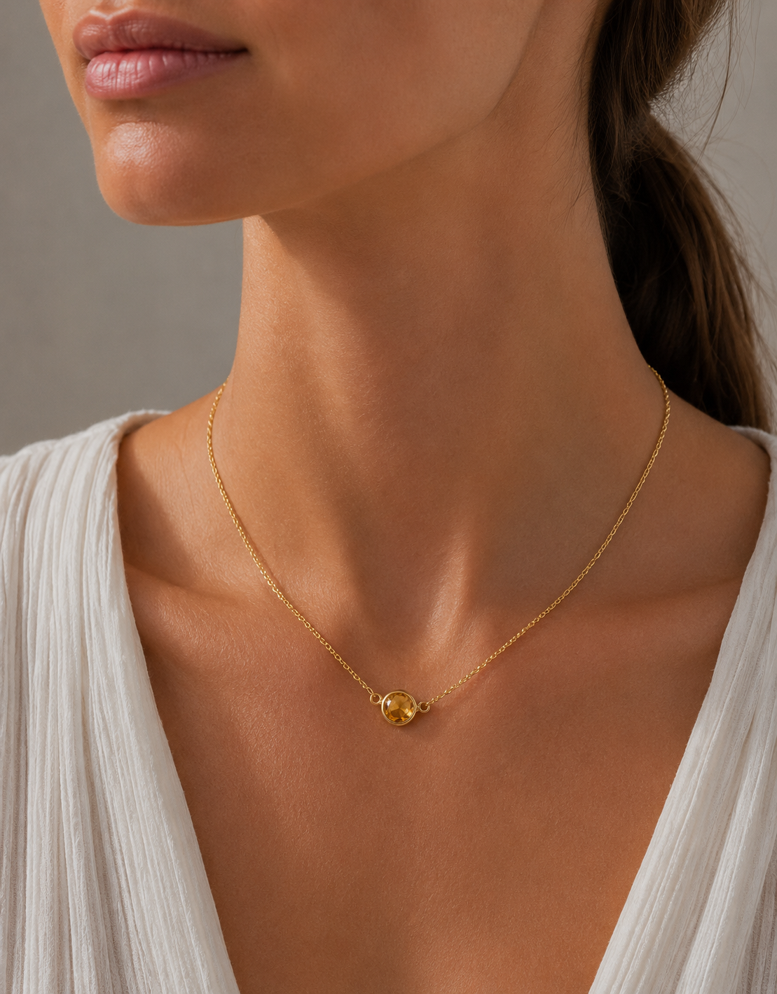 14ct Yellow Gold Citrine Necklace – 16" inch