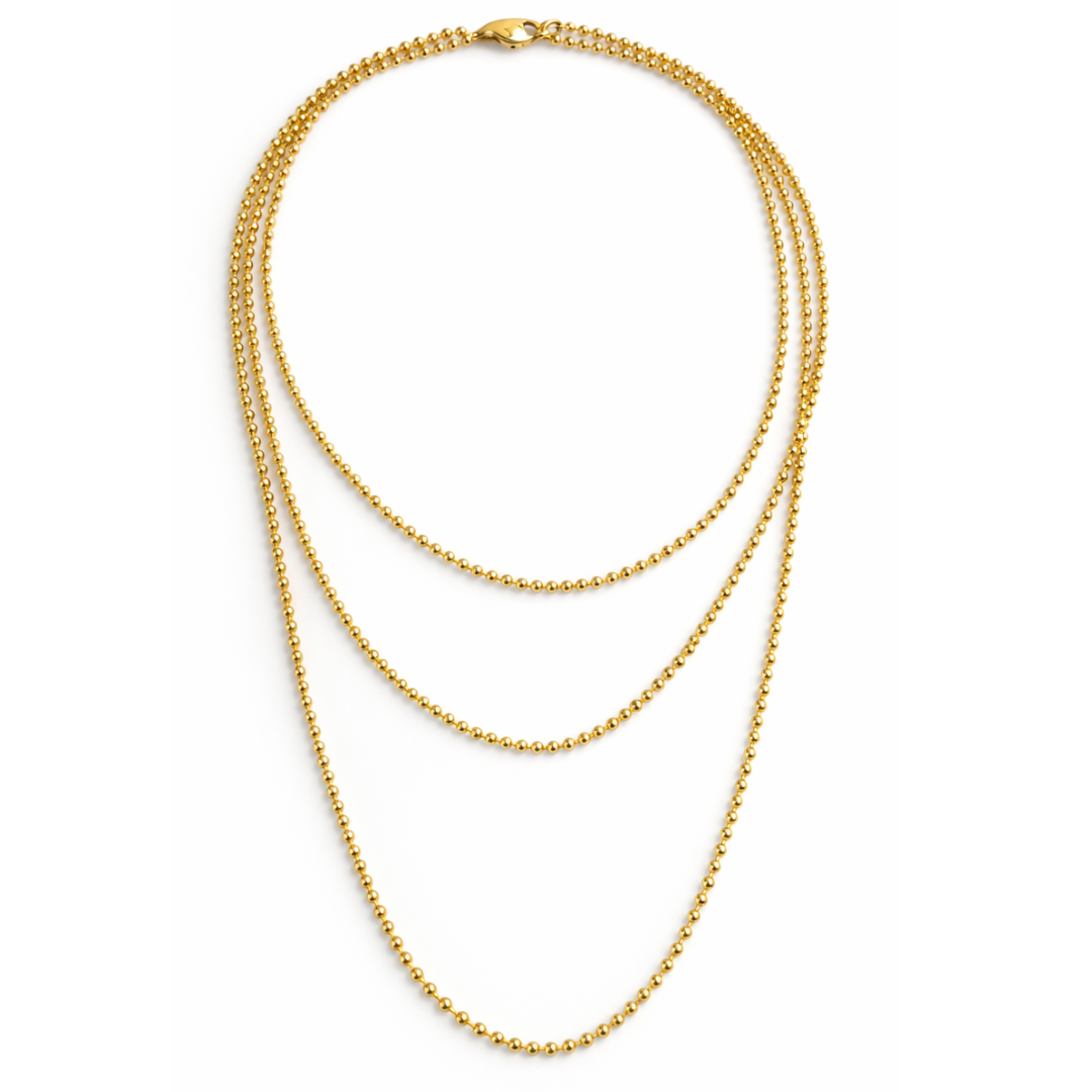 18ct Gold Beaded Necklace — 60 Inch