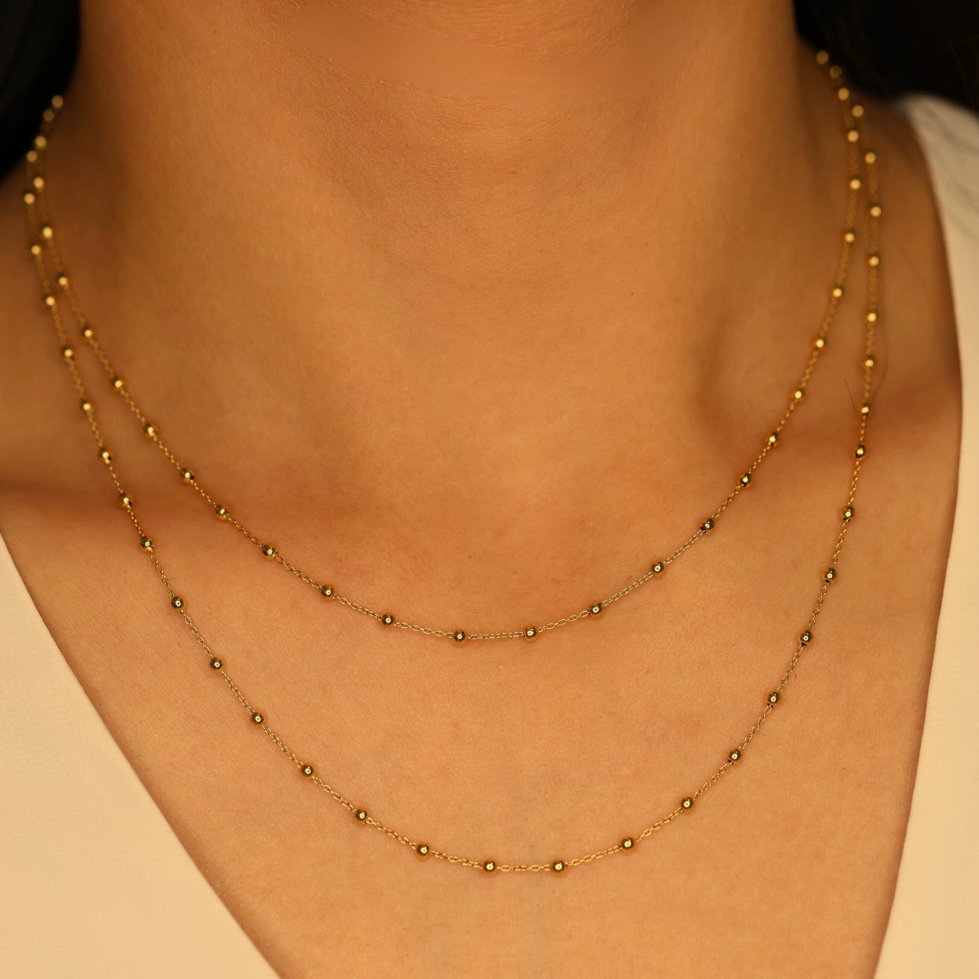 Gold Beaded Double Necklace - Appleby Jewellers Dublin
