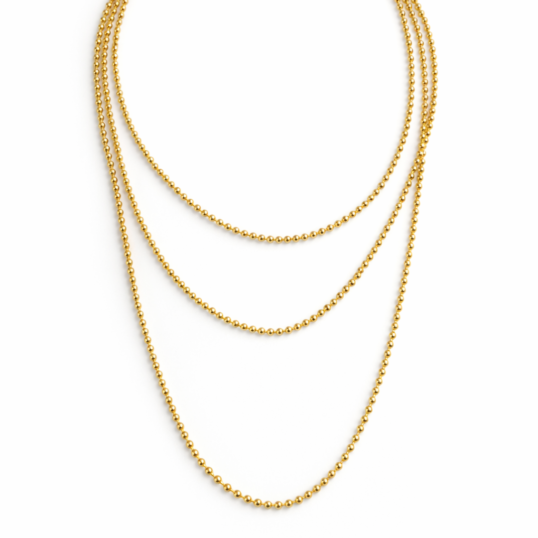 18ct Gold Beaded Necklace — 60 Inch