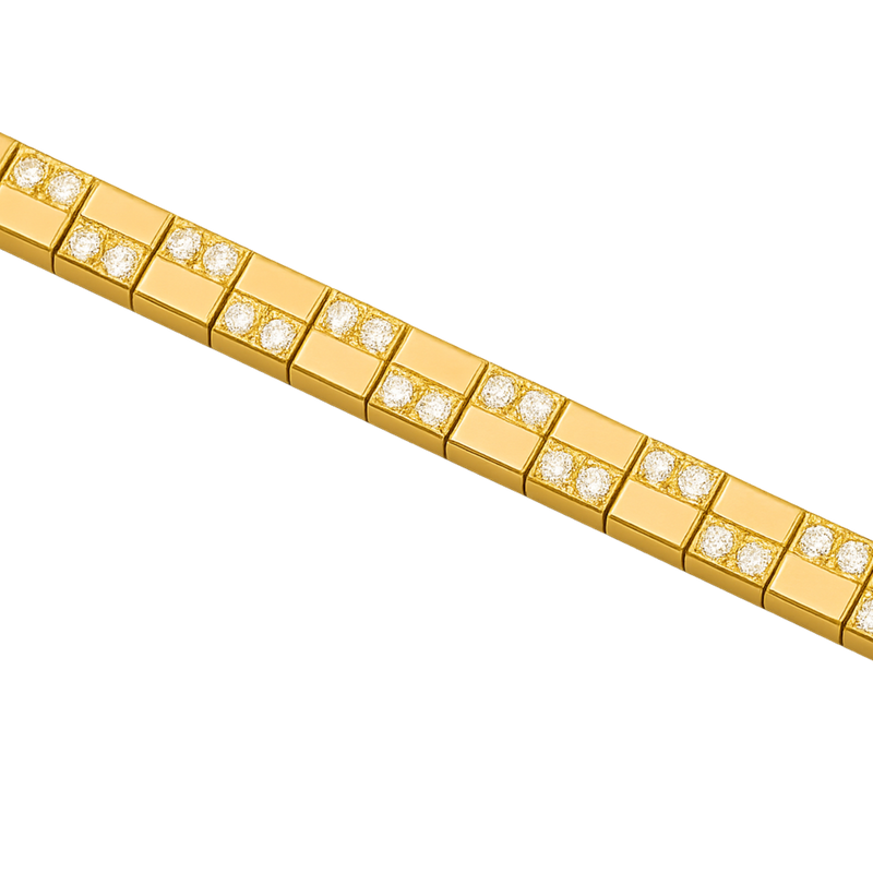 18ct Gold Diamond Cube Link Bracelet