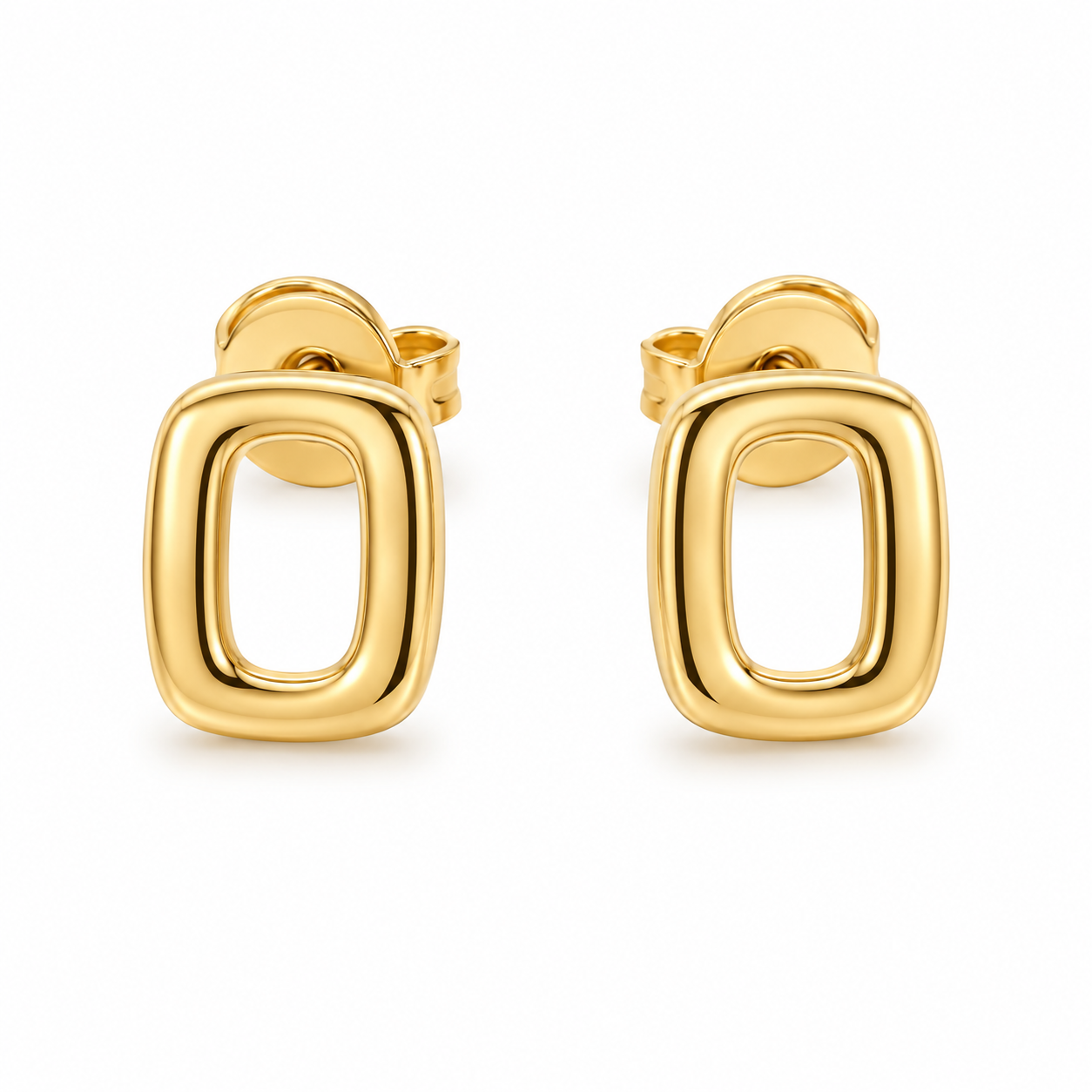 18ct Gold Open Square Earrings