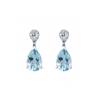 18ct white gold aquamarine and diamond earrings featuring sparkling gemstones and elegant design.