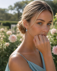 18ct White Gold Aquamarine & Diamond Earrings