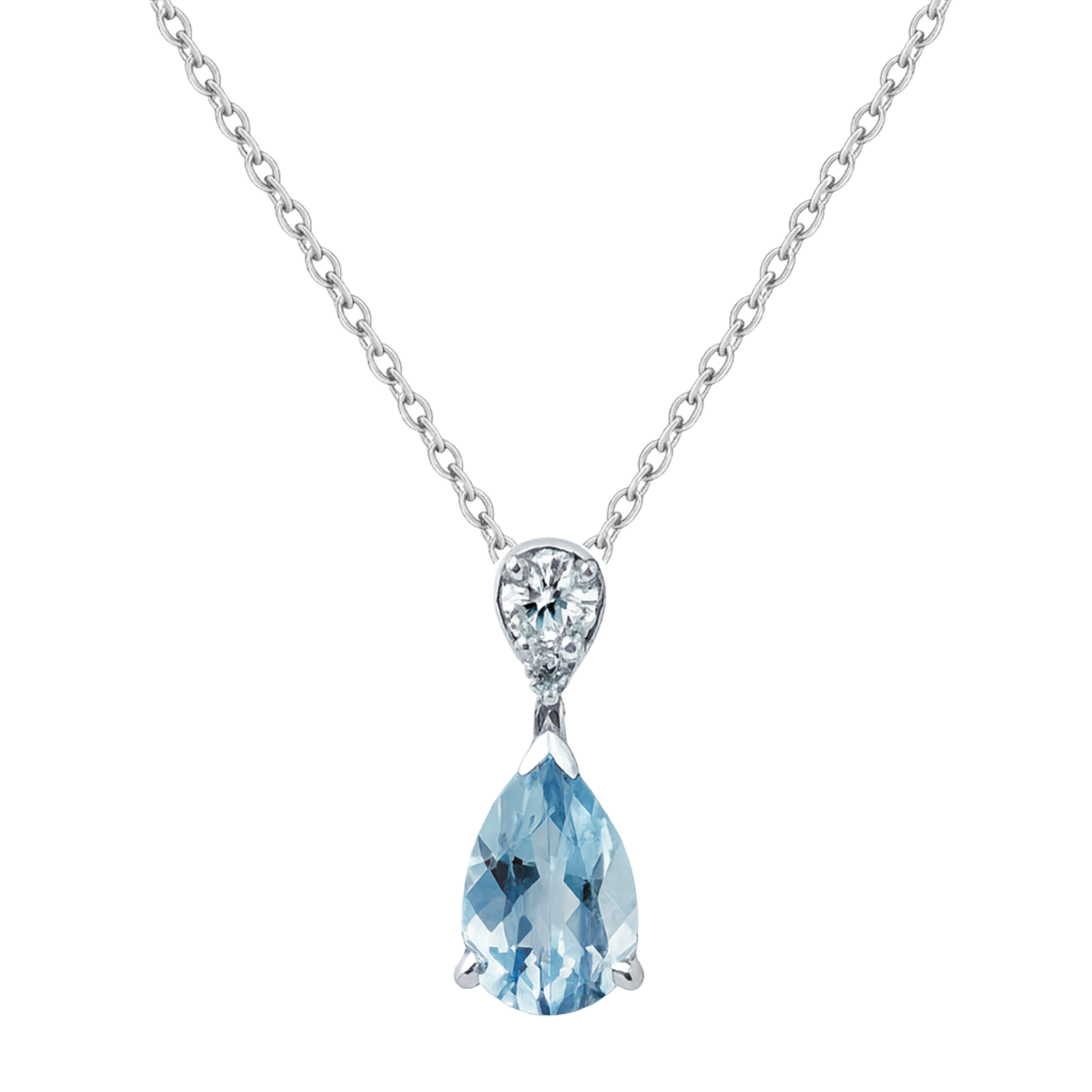 18ct White Gold Aquamarine & Diamond Pendant - Appleby Jewellers Dublin