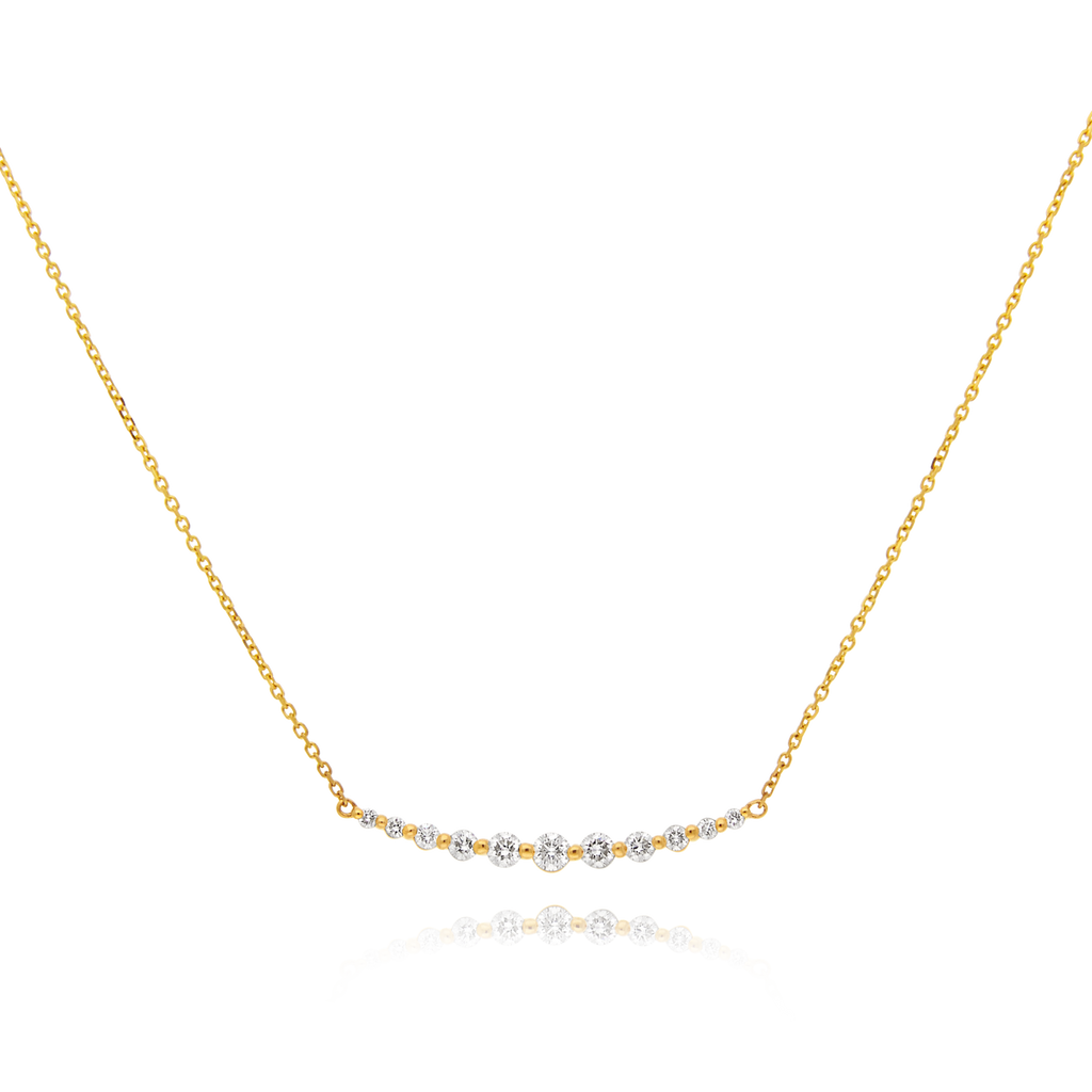 18ct Yellow Gold Diamond Graduated Bar Necklace