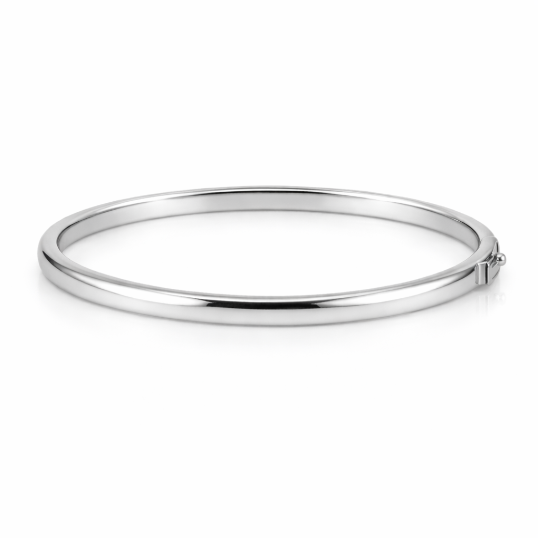 Elegant 18ct white gold bangle from Appleby Jewellers Dublin, showcasing a sleek and polished bracelet design.
