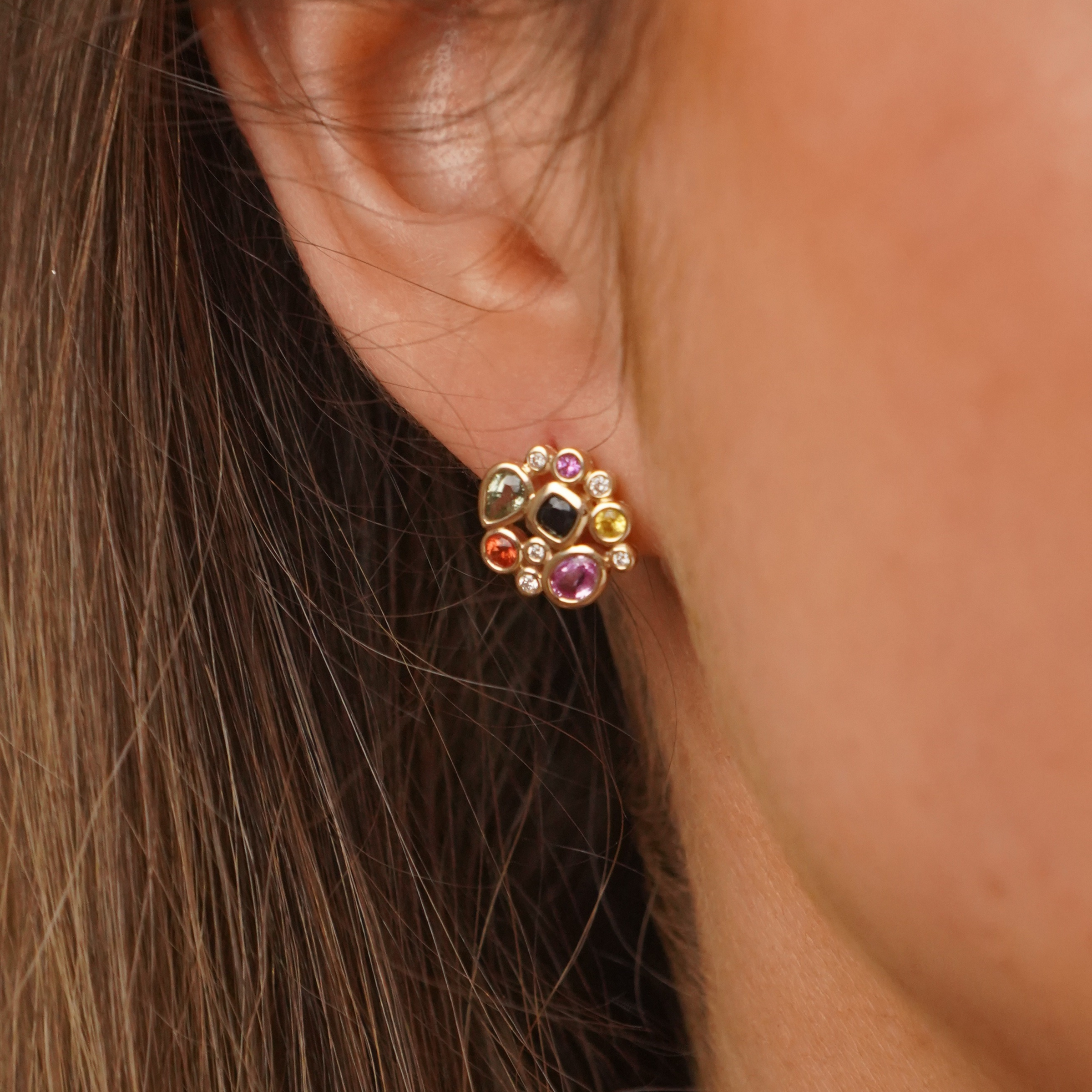 Multi-Coloured Sapphire Earrings