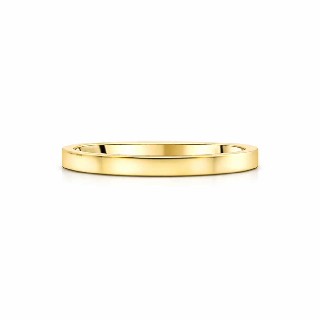 Gold diamond wedding ring for women, 2.5mm wide, from Appleby Jewellers Dublin, featuring a sleek contemporary design.