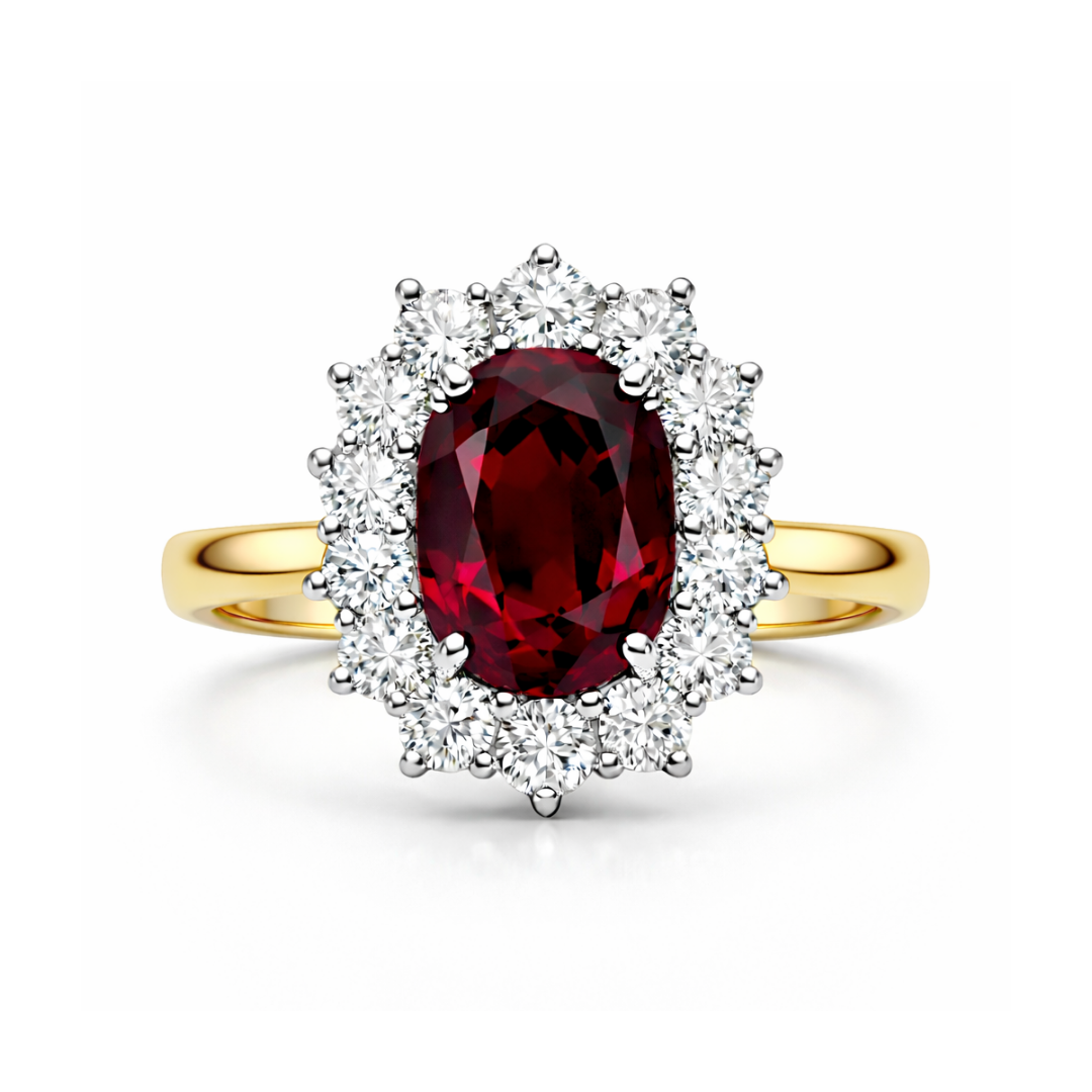 3.27ct Vivid Red Ruby and Diamond Ring