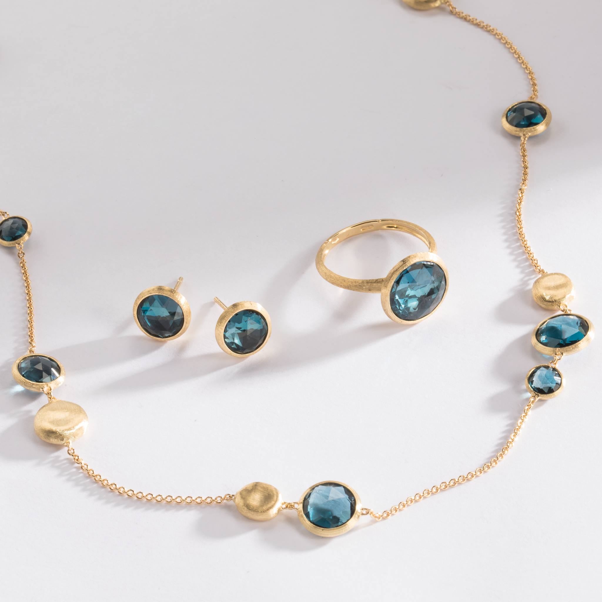 Jaipur Colour Blue topaz stud earrings, large - Appleby Jewellers Dublin