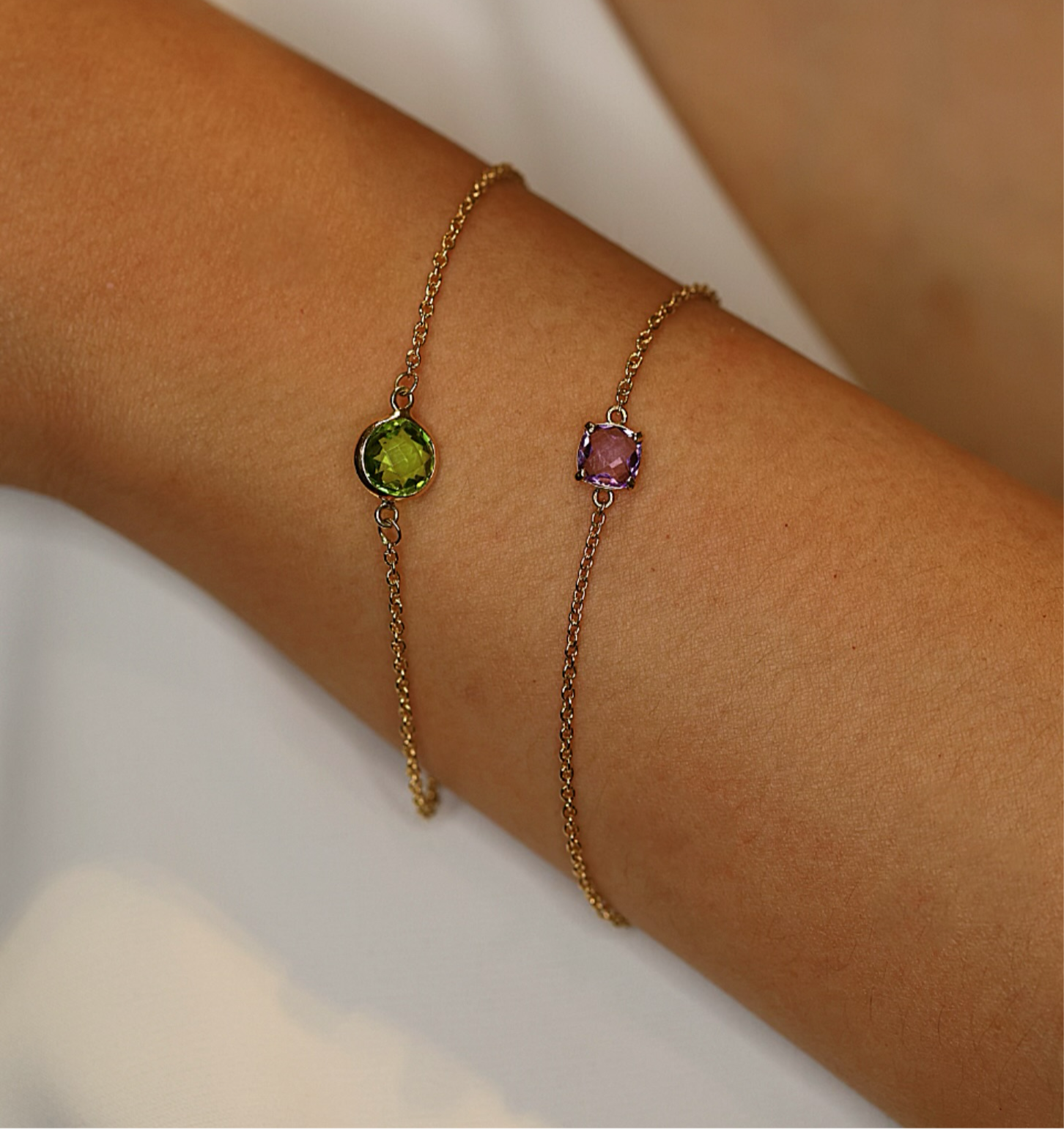 Green Peridot & Gold Bracelet