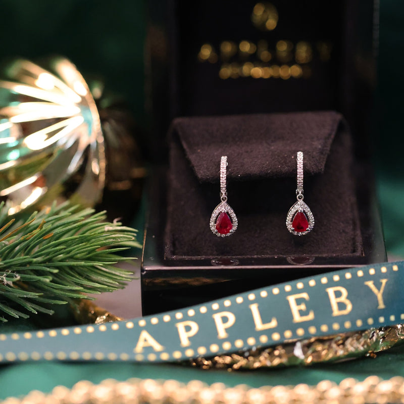 Ruby & Diamond Drop Earrings