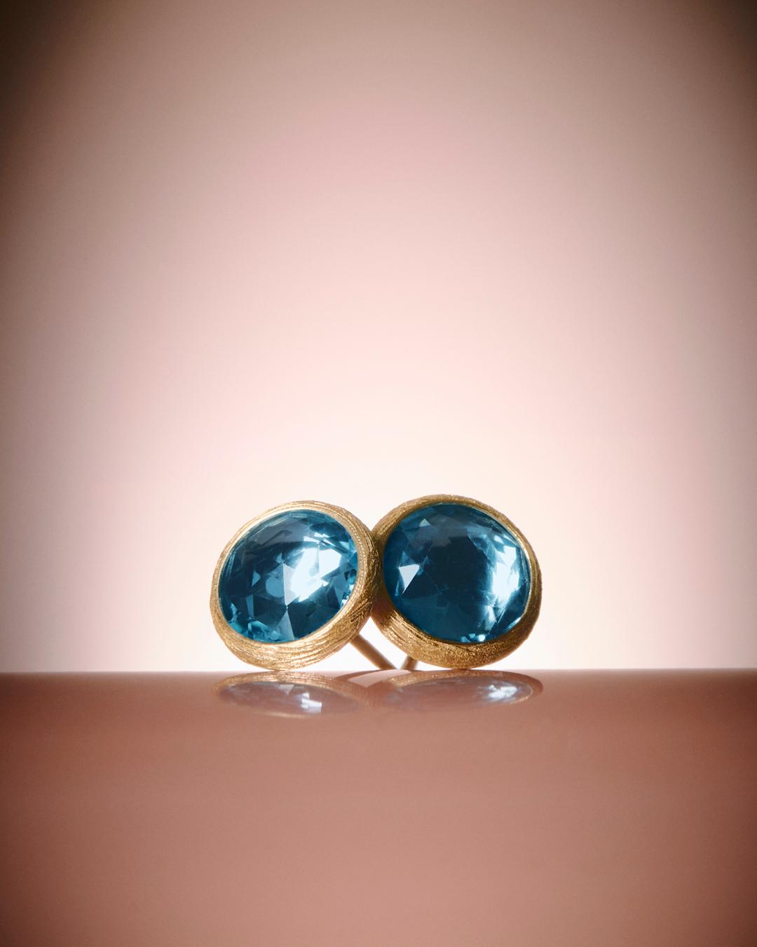 Jaipur Colour Blue topaz stud earrings, large - Appleby Jewellers Dublin