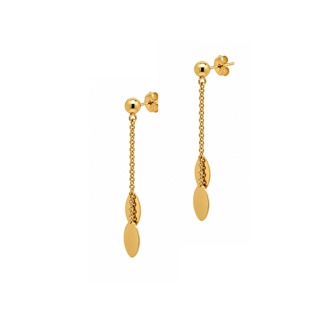 9ct gold oval drop earrings featuring elegant, polished gold with a classic design, perfect for special occasions or everyday wear.