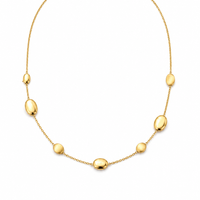 Yellow gold bead necklace with round beads, crafted by Appleby Jewellers Dublin, featuring a sleek and elegant design.