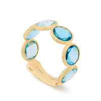 JAIPUR COLOR  18ct yellow gold band ring with topazes
