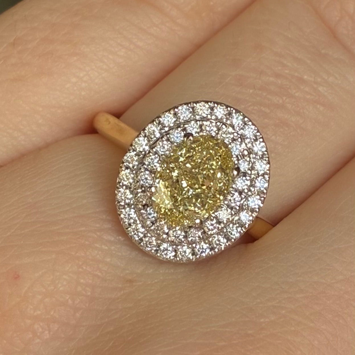 The Grand Corrine – Yellow Diamond Halo Ring