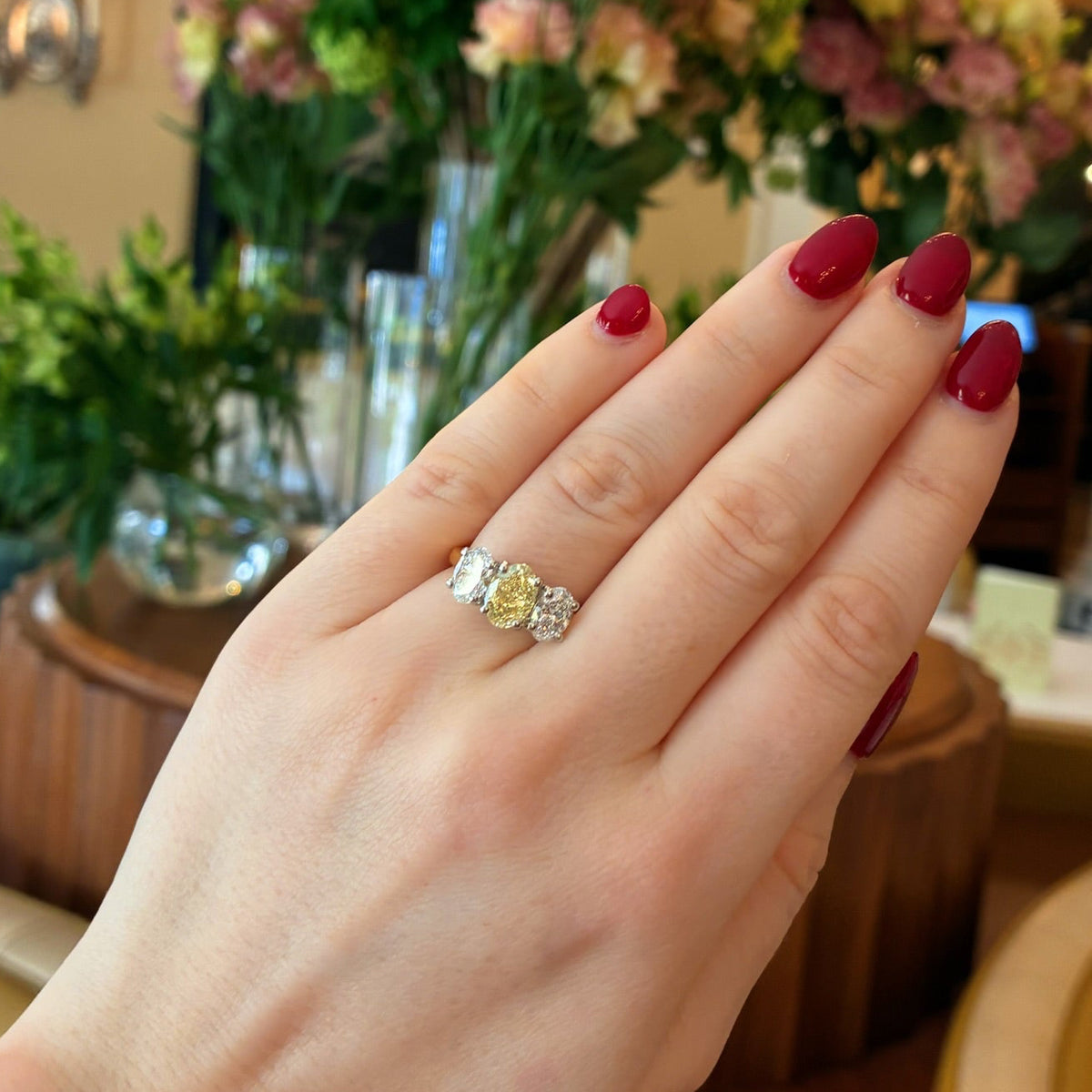 Yellow diamond ring by Appleby Jewellers Dublin featuring a sparkling yellow diamond set in a elegant ring setting.