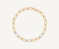JAIPUR  18ct yellow gold elongated link necklace with pavé diamond links